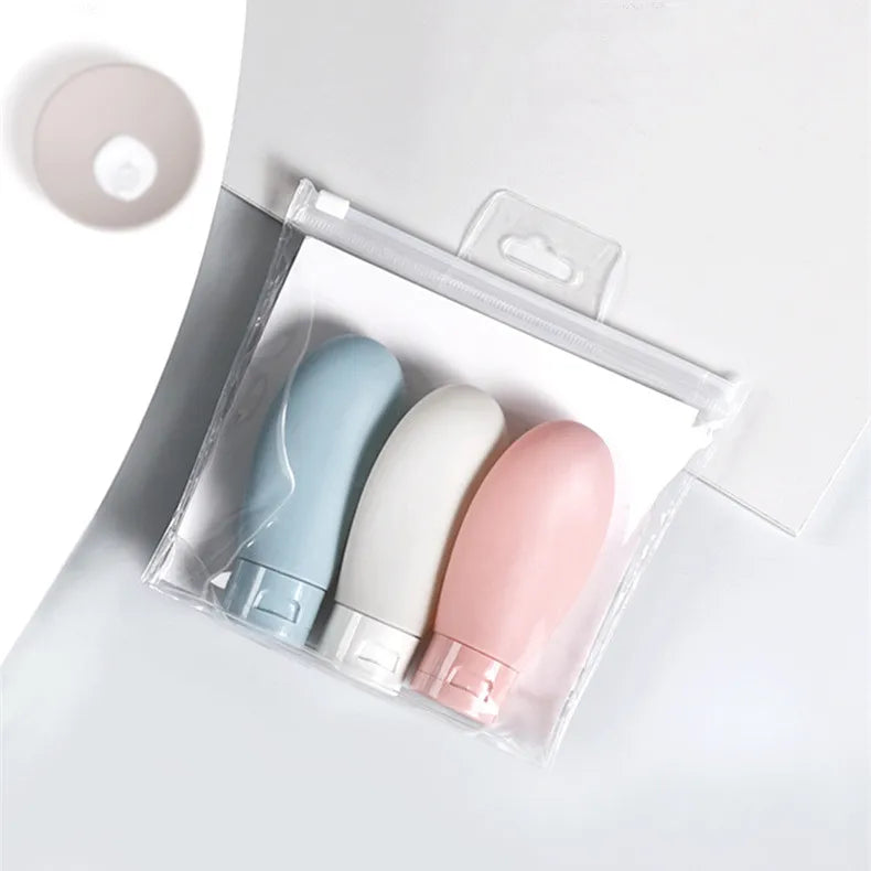 3pcs 60ml /PE PP Women Hose Dispensing Bottle Nordic Style Portable Hotel Shampoo Shower Gel Travel Squeeze Lotion Combo Kit