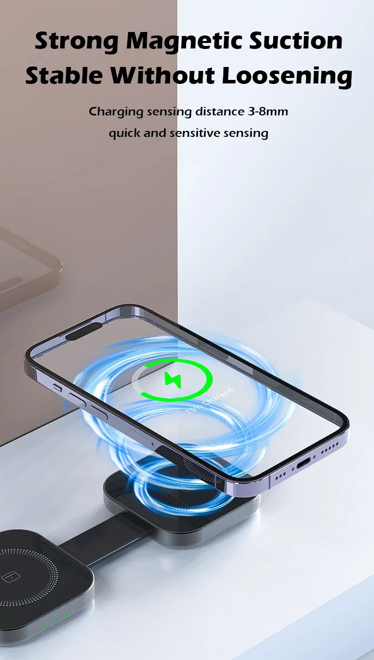 3-in-1 Travel Wireless Charger Foldable Magnetic for IPhone 15 14 13 12 Pro Max,for Apple Watch and AirPods Fast Shipping