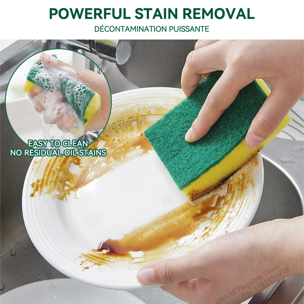 Dishwashing Sponge Reusable Kitchen Cleaning Scouring Pad Washable Scrub Sponge Eco Non-Scratch for Washing Dishes Magic Sponge