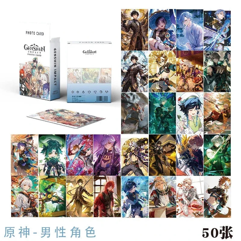 Hot Game Impact 50PCS/Set Decor Laser Lomo Card Photocard HD Double-sided Small Album Photo Card For Fans Collection Postcard