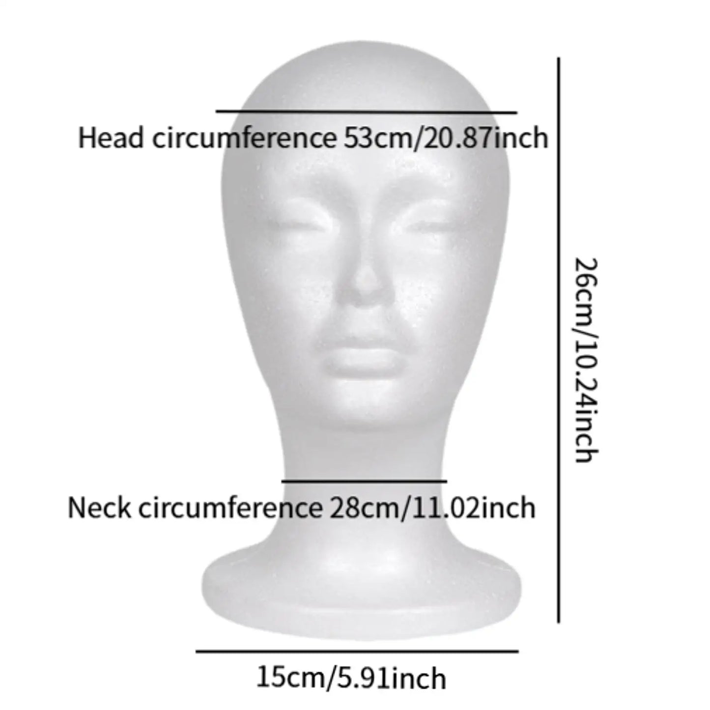 Female Foam Mannequin Head Wig Head Display Smooth Durable Lightweight Foam