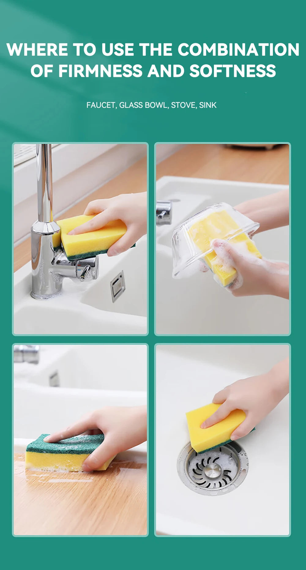 Dishwashing Sponge Reusable Kitchen Cleaning Scouring Pad Washable Scrub Sponge Eco Non-Scratch for Washing Dishes Magic Sponge