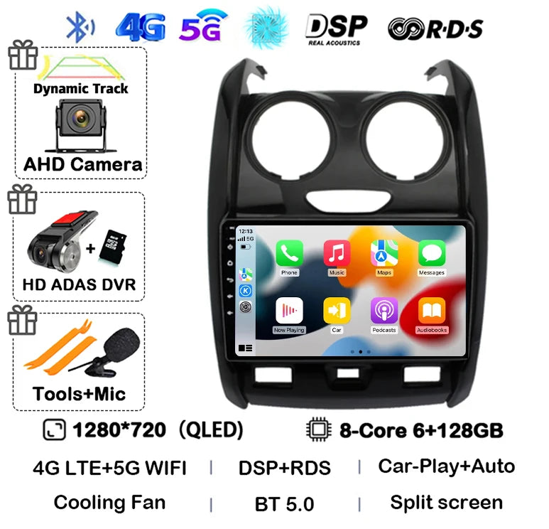 Android 14 Carplay Auto Car Radio For Renault Duster 2015 2016 2017 2018 2019 2020 Multimidia Video Player GPS 4G+WIFI Stereo BT