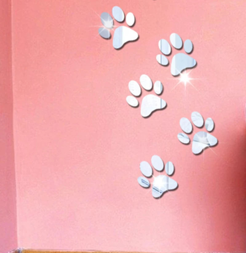 Creative DIY Cat Dog Claw Acrylic Stereo Wall Sticker 3D Crystal Footprint Pet Shop for kids Children Room Kindergarten Bedroom