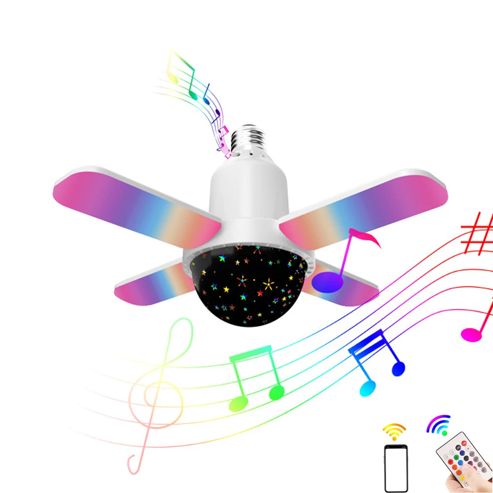 1500Lumens Led 6500k Ambient Music Light, Bluetooth Music Fan Colorful Projection Light, Music Speaker Sync Color Changing Light