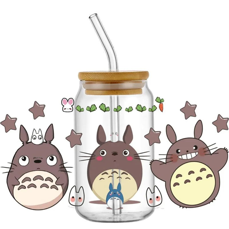 Miniso Japanese Animation UV DTF Cup Wrap Cartoon Cute Transfer Stickers Decal for 16oz Libbey DIY Waterproof Sticker