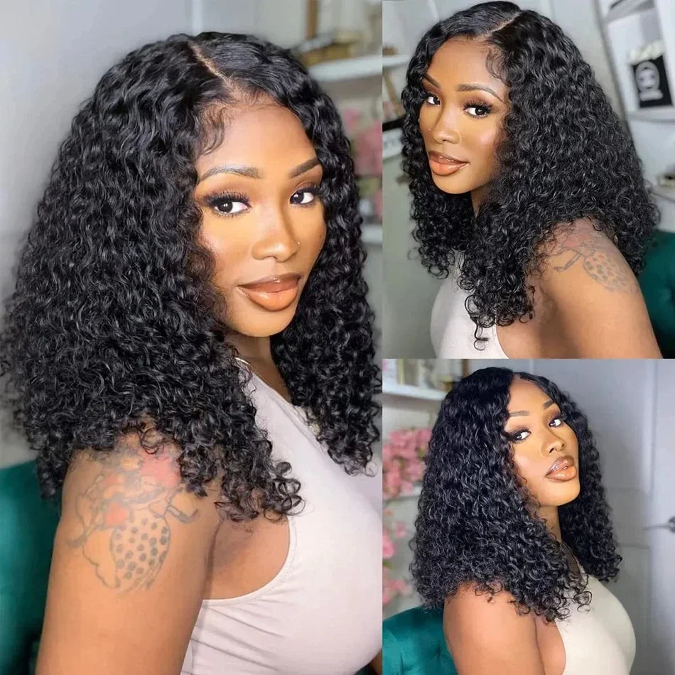 Brazilian Curly Short Bob 13x4 HD Lace Frontal Wigs 220% Deep Water Wave 4x4 Lace Front Wig 100% Human Hair For Women 14 16 Inch