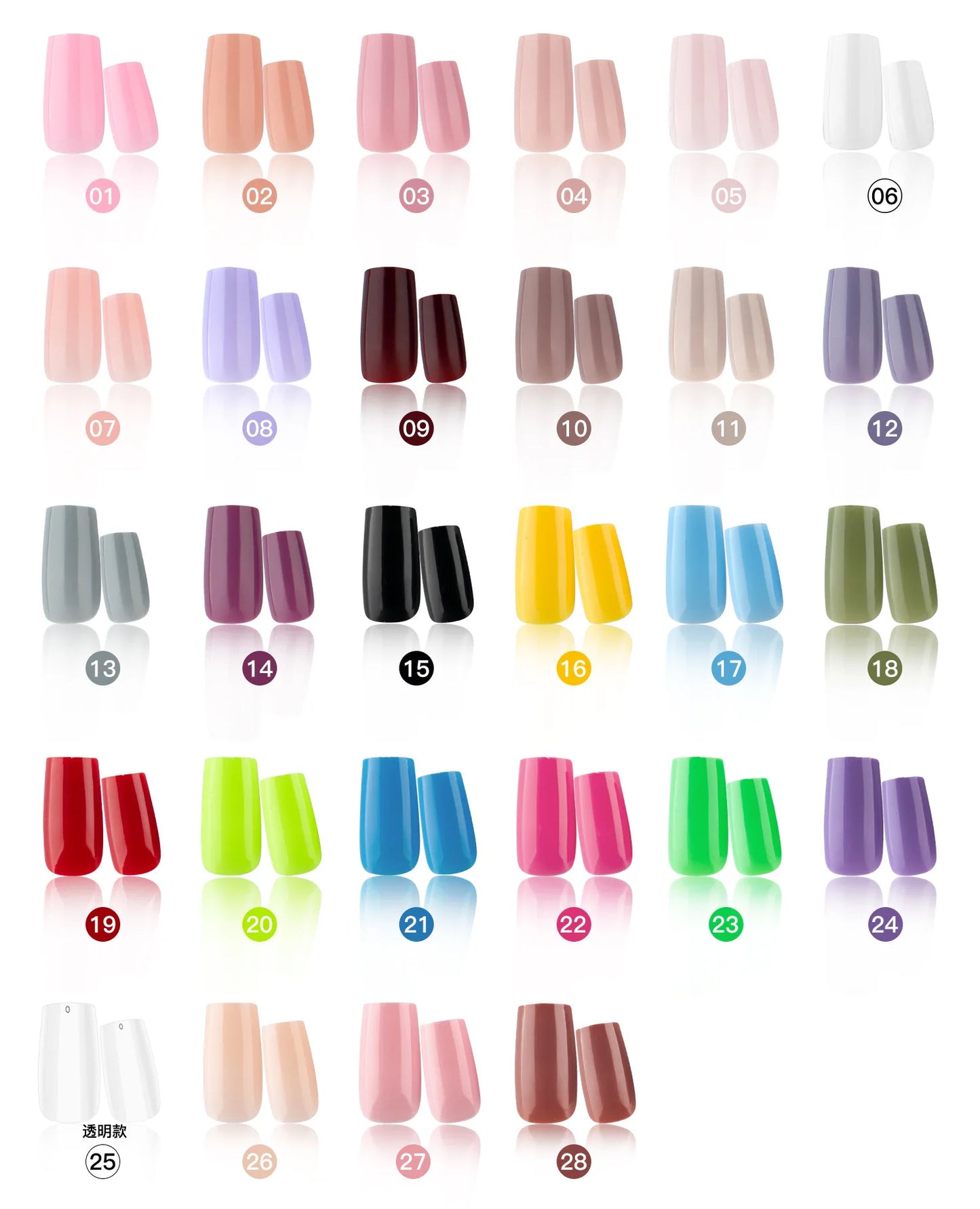 24 Pcs Solid Color Nail Tips Extension System Soft Gel Fake Nail Sculpted Square Full Cover Press on Nail Tips Artificial Nails