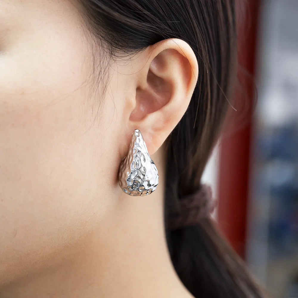 Exaggerate Irregular Water Drop Gold Color Metal Oversize Dupes Thick Drop Earrings Lightweight Glossy Teardrop Earring Jewelry