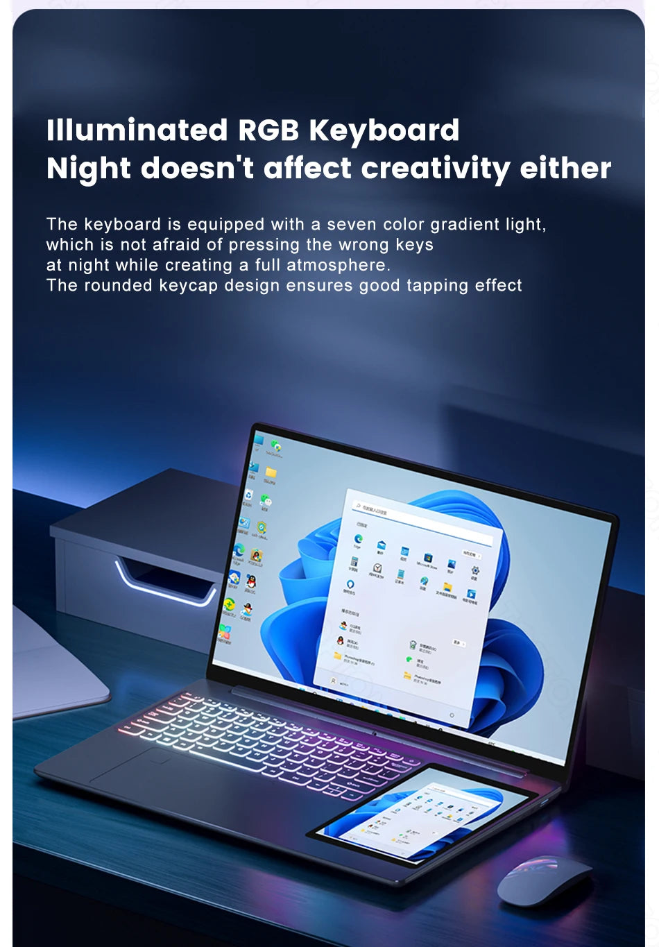 Topton L10 Dual Screen Laptop 15.6 Inch IPS + 7'' Touch 12th Gen Intel N100 Max 32G DDR4 2T SSD Slim Office Notebook PC Computer