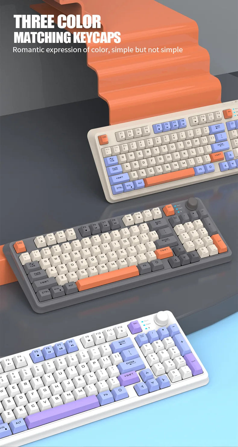 Russian Wireless Keyboard With Russian Layout Spanish Arabic Korean Keyboard Mouse Kit Bluetooth RGB Backlight Volume Knob K94