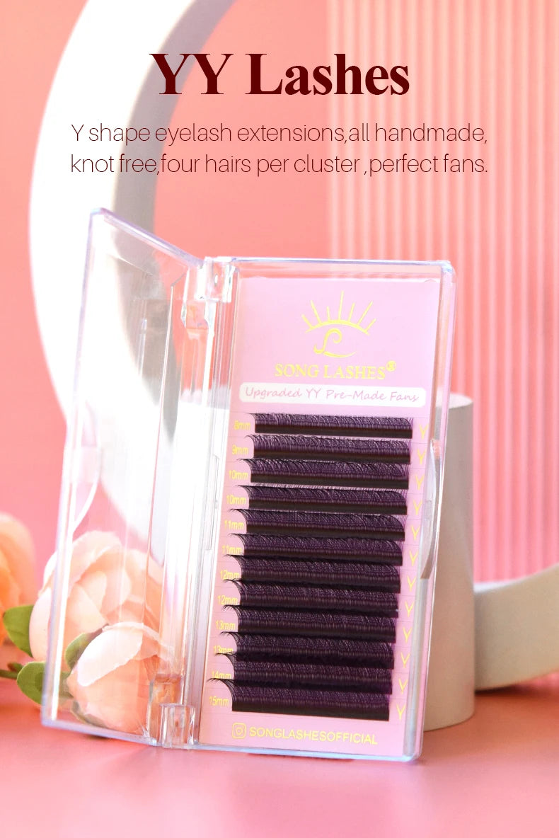 SONG LASHES Y Shape Ombre Color Lashes  Two tip C/D Curl Premade Volume Lashes Individual Eyelash Extension Supplies
