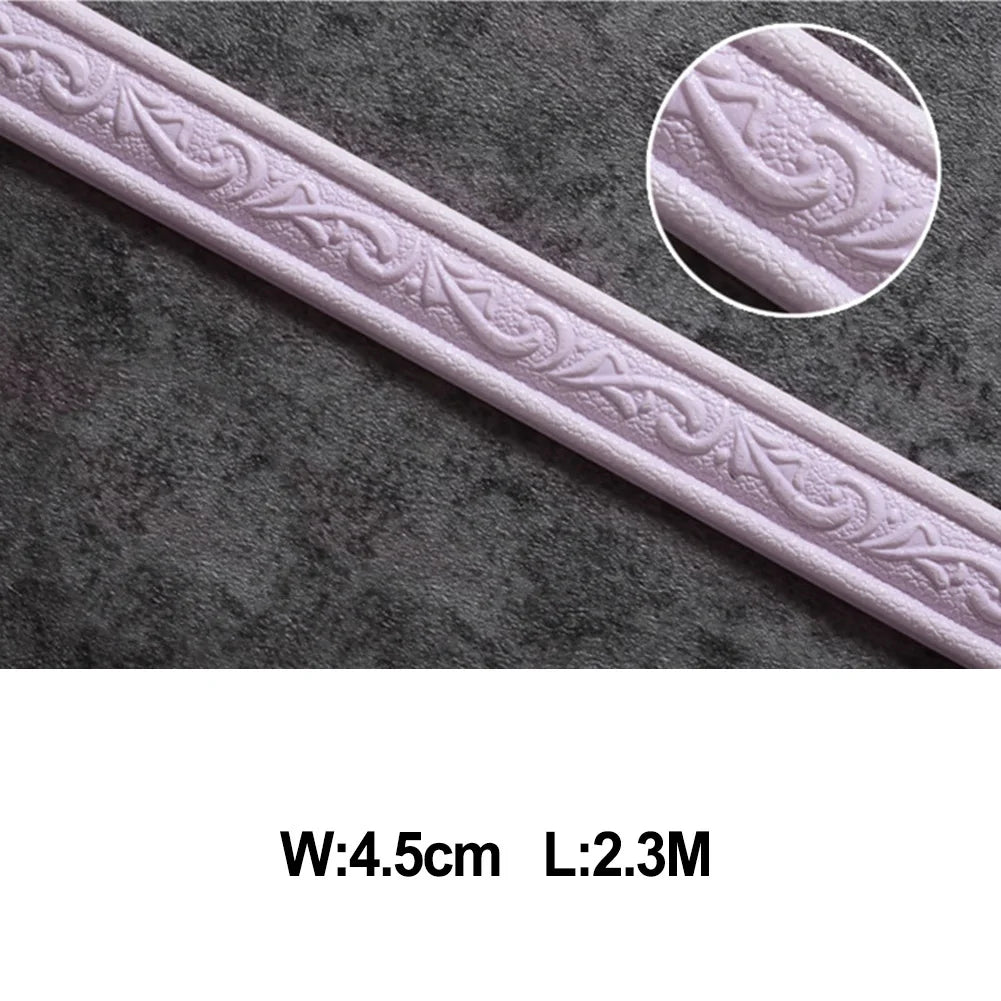3D Wall Trim Line Wallpaper Baseboard Waist Line Self-adhesive Skirting Line 2.3m Waterproof Foam Edge Strip Living Room Home De