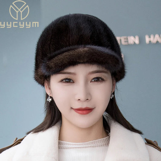 Real Mink Fur Hat Winter Women Keep Warm 100% Genuine Mink Fur Hats Natural Quality Female Fashion Mink Fur Cap Lady Outdoor Cap