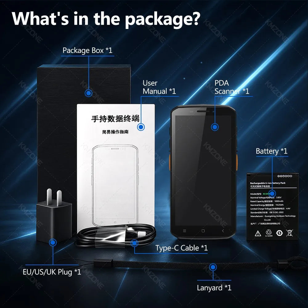 MTK6765 PDA Terminal Android 14 with NFC 4G64G Wifi GPS 1D 2D QR Barcode Scanner Reader Data Collector Mobile Warehouse device