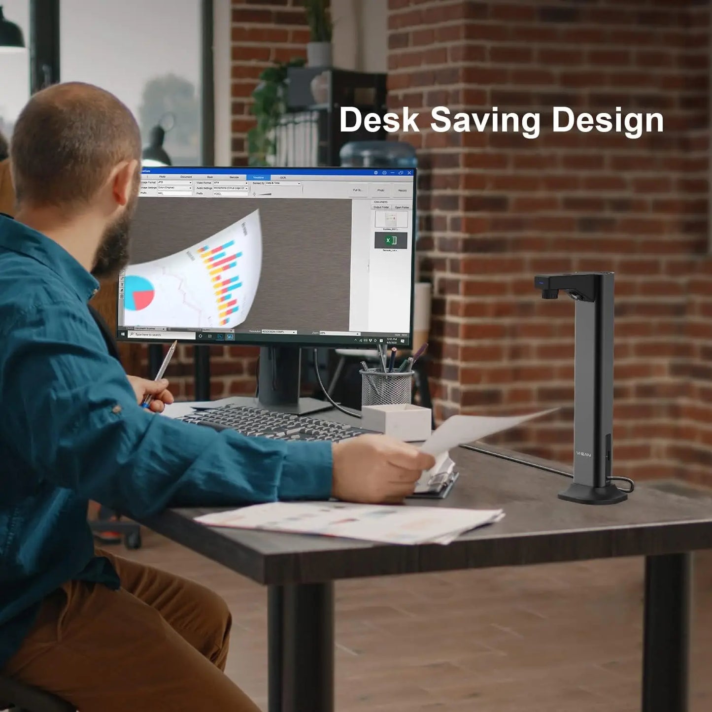 VIISAN DL8 Document Scanner USB Book Scanner OCR Auto-Flatten & Deskew, 13MP Document Camera for Desktop/Laptop Size A3