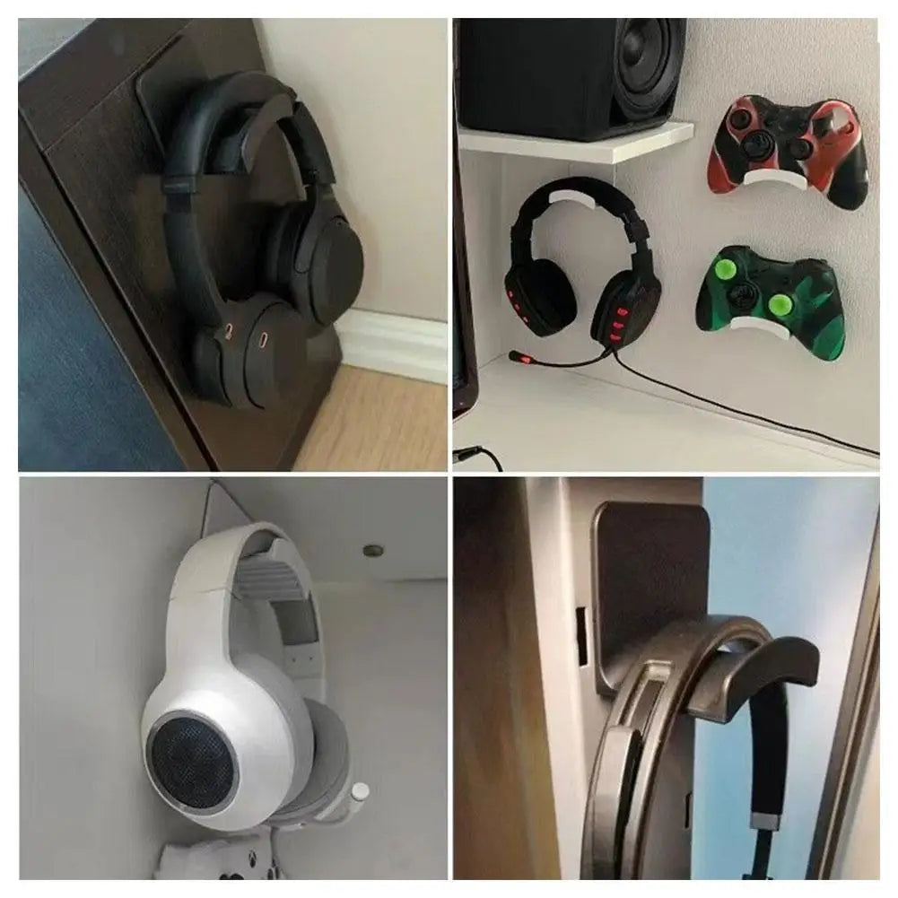 Universal Wall Mounted Headphone Stand Gaming Controller Holder Headset Display Rack Under Desk Hanger Hook For Earphone 1pc