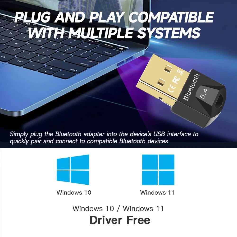 USB Bluetooth 5.4 Adapter Transmitter Bluetooth Receiver Audio Bluetooth Dongle Wireless USB Adapter for Computer PC Laptop