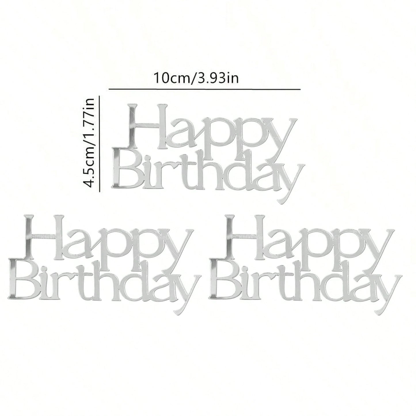 3PCS Happy Birthday Cake Topper Simple Lines Acrylic Gold Silver Black Dessert Toppers for Birthday Party Cake Decorations