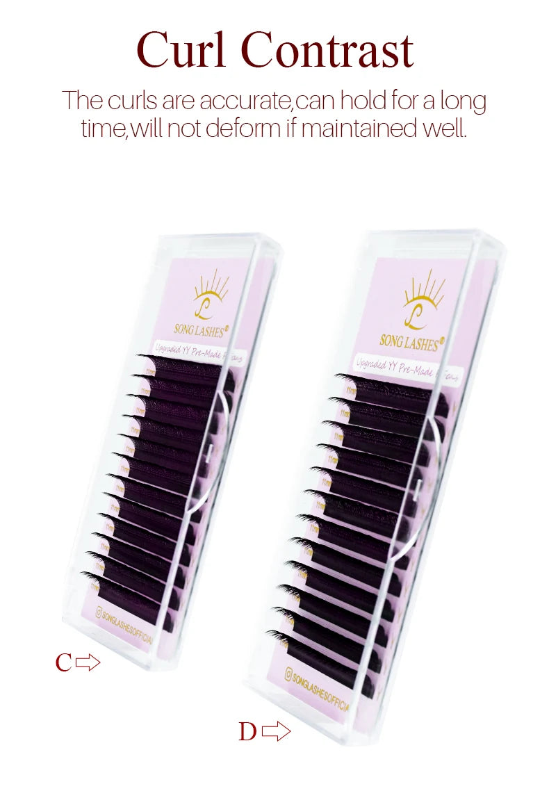 SONG LASHES Y Shape Ombre Color Lashes  Two tip C/D Curl Premade Volume Lashes Individual Eyelash Extension Supplies