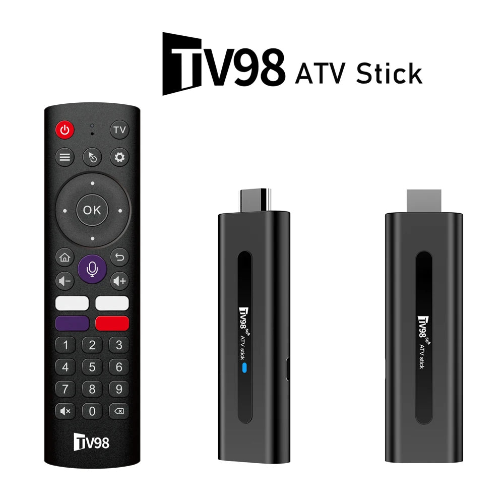 TV98 8K ATV Smart TV Stick BT5.0 Android 14 ATV Allwinner H618 2.4G 5G Wifi Support OTA 4K Player 2GB 16GB Voice remote TV Box