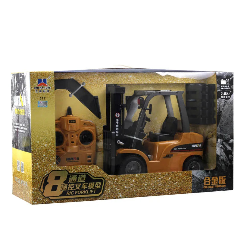 HUINA 1/10 Rc Truck Forklift Tractor Remote Control Car crawler 8 Ch Rc Machine Engineering Cars On Radio Station Boy Toys