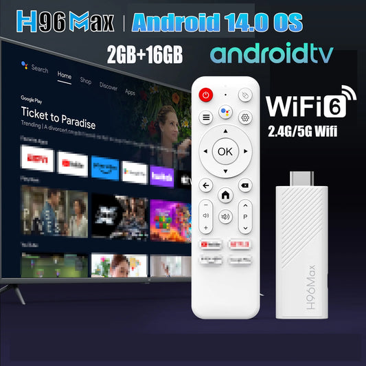 Android 14.0 TV Stick H96 MAX Allwinner H313 with 4K HD 2.4G 5G wifi6 8GB 16GB Voice Remote