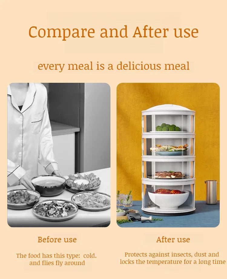 Household thermal dish cover Multilayer storage box leftovers dustproof table folding dish cover