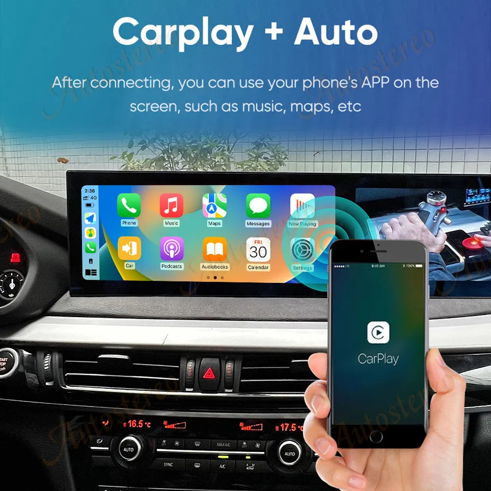ID8 Dual Screen Carplay Android 13 For BMW X5 F15 X6 F16 X5M X6M 2014-2019 Car Multimedia Player GPS Navigation Head Unit Media