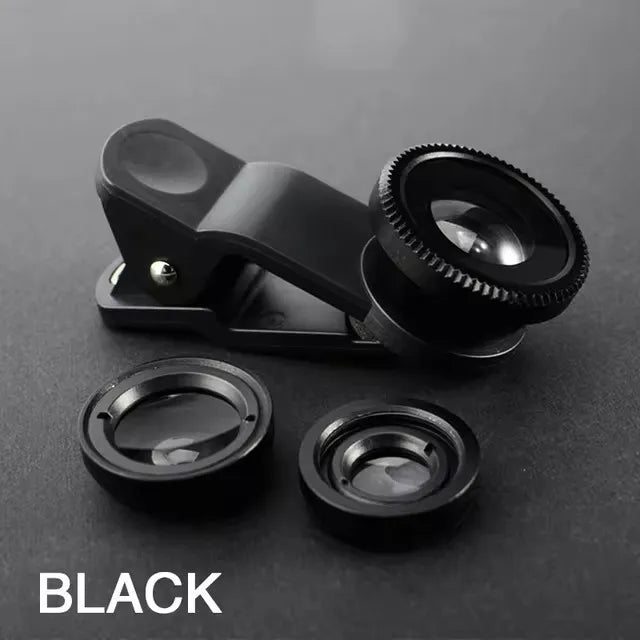 3in1 Fisheye Wide Angle Micro Camera Lens for iPhone Xiaomi Redmi 3in1 Zoom Fish Eye Len on Smartphone Lenses with Phone Clip