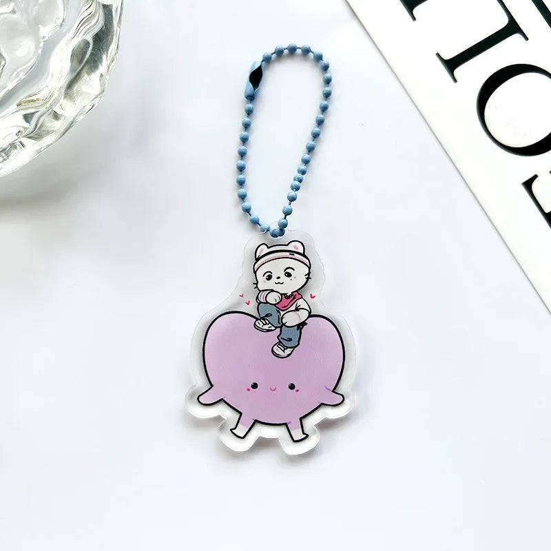 Kpop Group Keychain Toys Cartoon Animal Doll Rabbit Fox Dog Key Chain Pendant Kids Adults Fans Accessories Gift