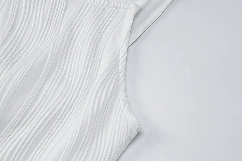 Women's Long Ruched Dress Sleeveless Slim Monochromatic Party Back Split Clubwear Female Outfits Summer Sexy 2024