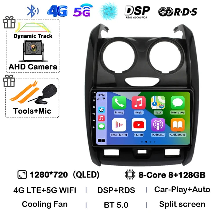 Android 14 Carplay Auto Car Radio For Renault Duster 2015 2016 2017 2018 2019 2020 Multimidia Video Player GPS 4G+WIFI Stereo BT