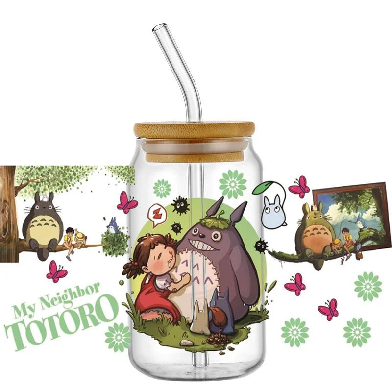 Miniso Japanese Animation UV DTF Cup Wrap Cartoon Cute Transfer Stickers Decal for 16oz Libbey DIY Waterproof Sticker