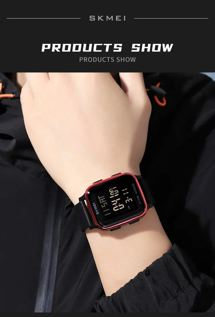 SKMEI 1858 Sports Watch for Men Waterproof Countdown Electronic LED Display Digital Wristwatches Mens Clock Reloj Hombre 1859