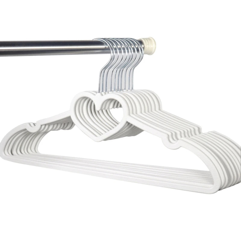 10Pcs Clothes Hanger Durable Abs Girly Heart Pink Love Bow-Knot Pattern Hanger Non-Slip Clothes Hanging Supplies