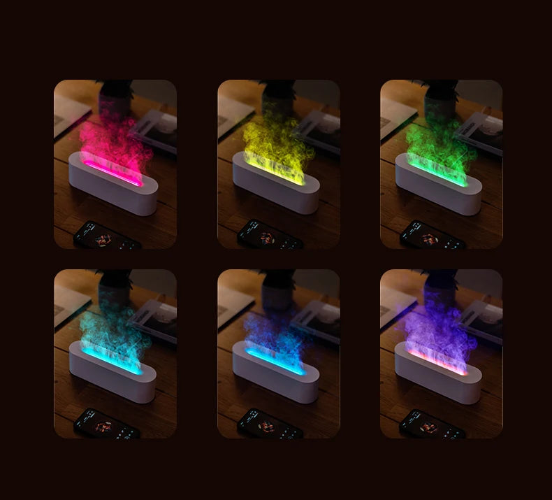 2023 Flame Aroma Diffuser Air Humidifier Cool Mist Maker Fogger Essential Oil Fire  Led Lamp Diffuser Ultrasonic For Home Office