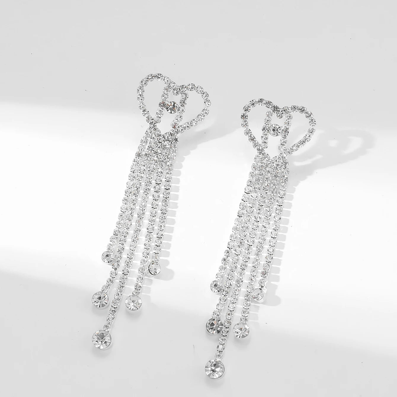 Shiny Multicolored Crystal Long Drop Earrings For Women Brides Classic Geometry Square Dangle Earring Wedding Party Jewelry Gift