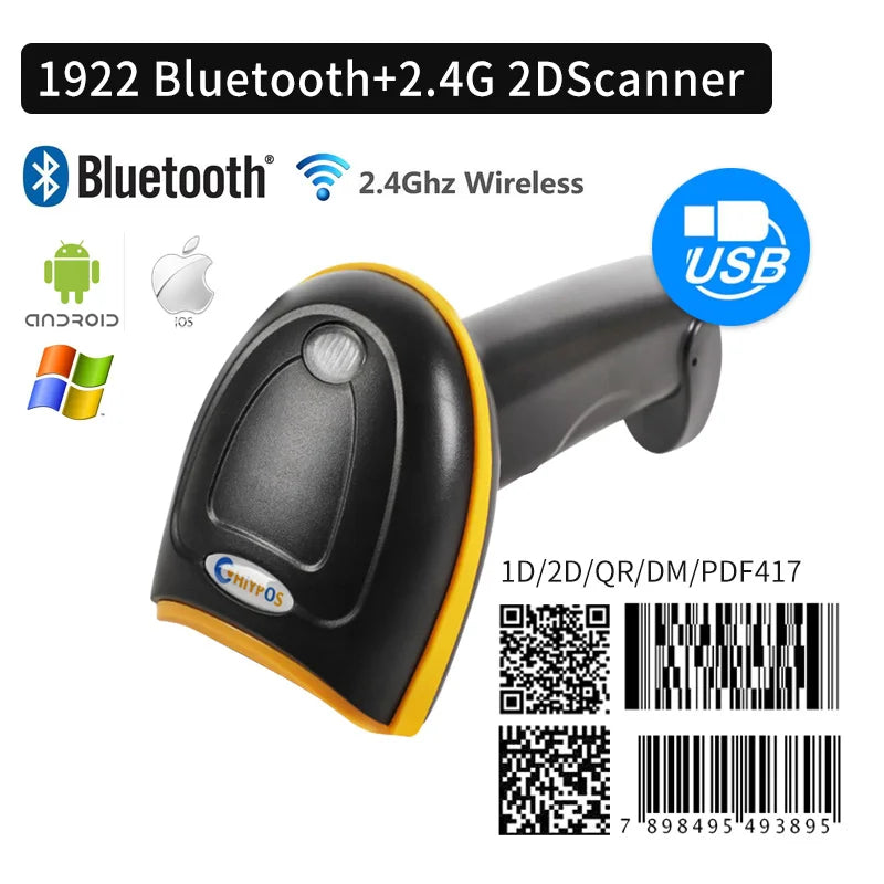 CHIYI 1D/2D Supermarket Handhel Barcode Bar Code Scanner Reader QR PDF417 Bluetooth 2.4G Wireless &Wired USB Platform
