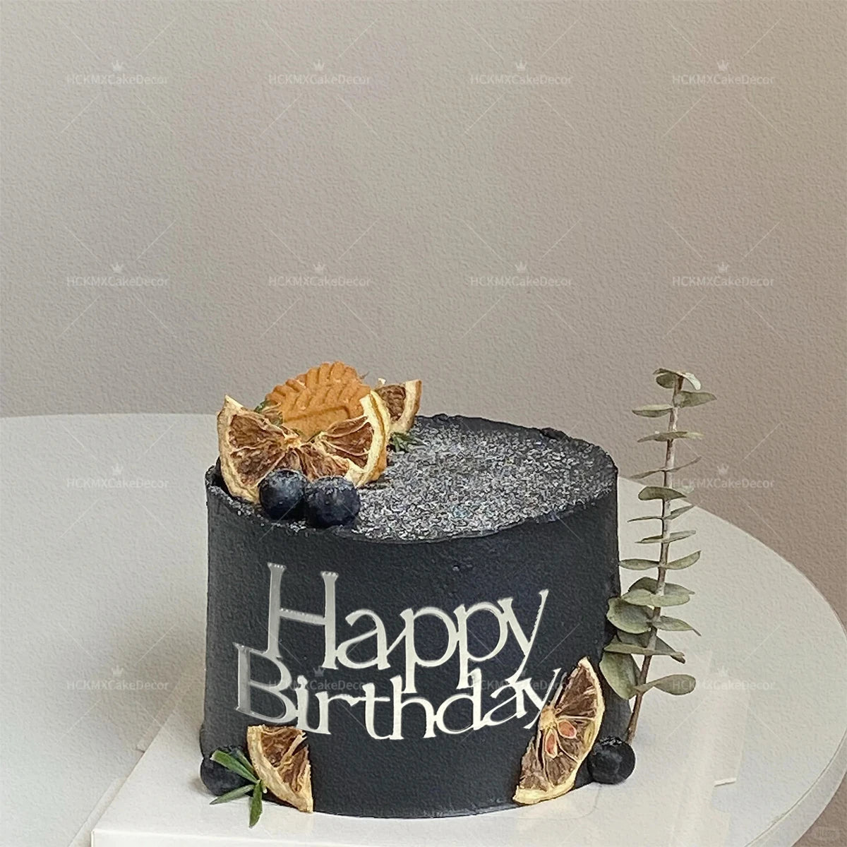 3PCS Happy Birthday Cake Topper Simple Lines Acrylic Gold Silver Black Dessert Toppers for Birthday Party Cake Decorations