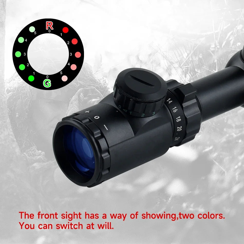Tactical 6-24x50 AOEG Optical Sight Long Range Rifle Scope with Red Green Dot Laser Combo Riflescope Hunting Airsoft Scopes