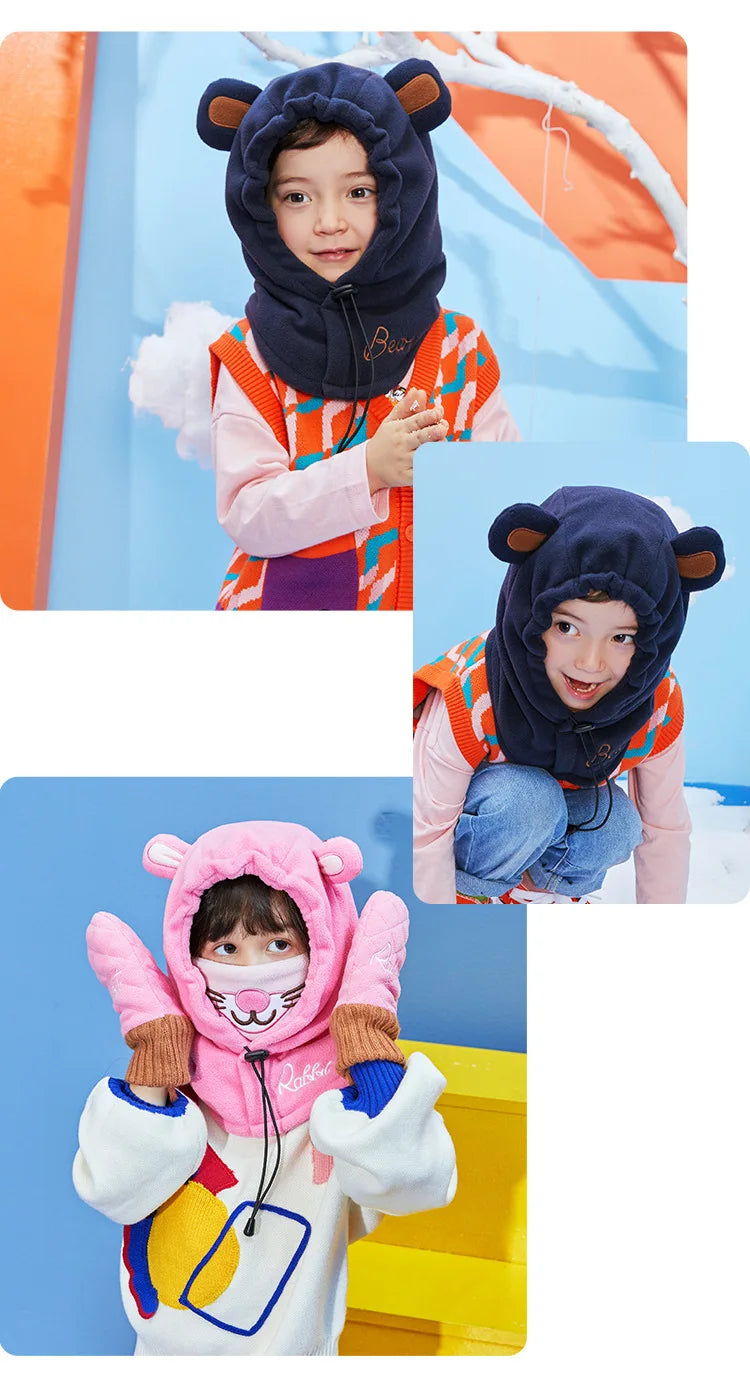 Lemonkid Kids Cartoon Animal Masked Hat Children Autumn Winter Warm Caps Child Girls Beanie Hats Boys Cycling Windproof Cap