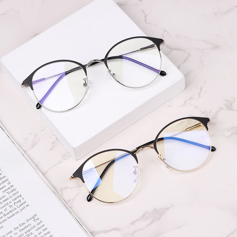 Classic Semi Rimless Anti Blue Light Blocking Glasses Men Square Ray Filter Eyeglasses Frames Computer Women Goggles