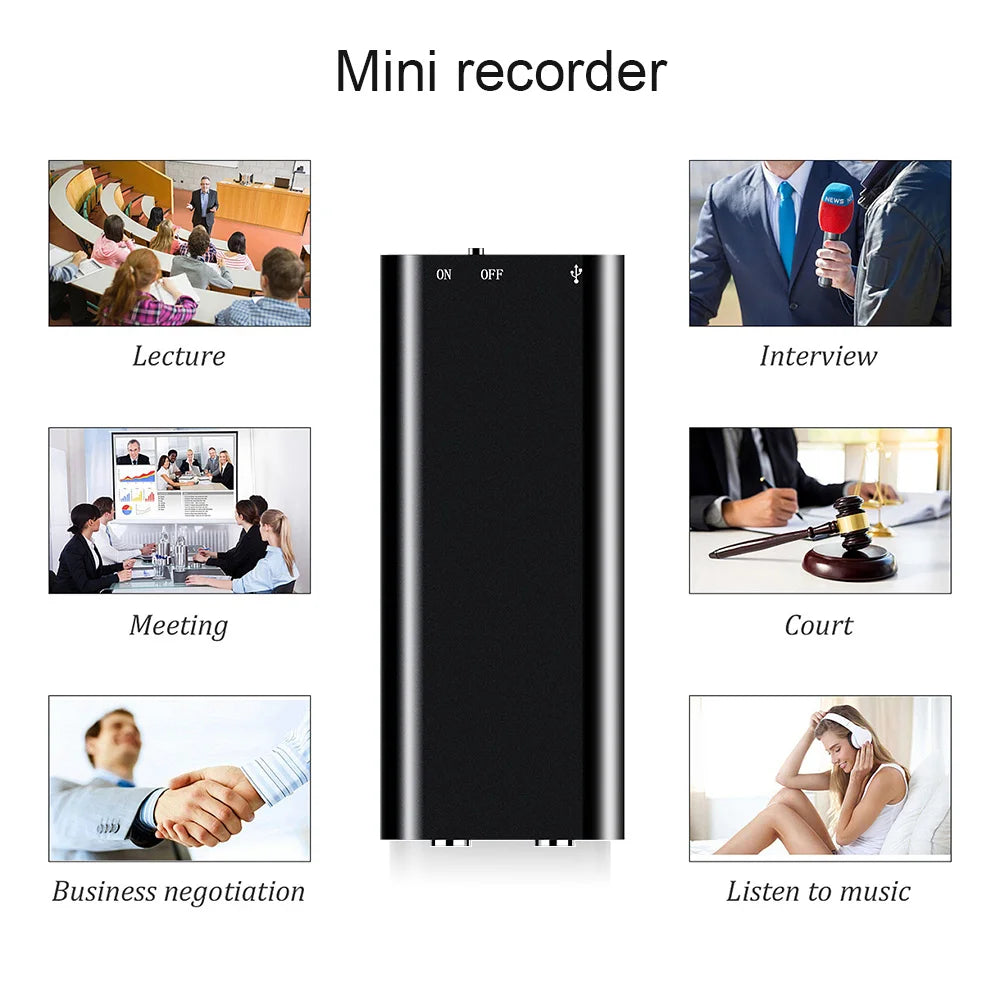 Mini 8GB 16GB 32GB Voice Digital Audio Voice Recorder Professional Mp3 Player 3 in 1 Memory Storage 192Kbps Recording WAV