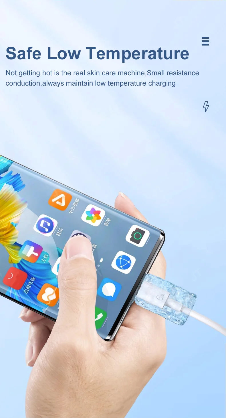 66W 6A Fast Charging USB Type C Cable For  Xiaomi 13 Huawei  P30 Notebook Dual USB C Fast Charger Cable Data Cables