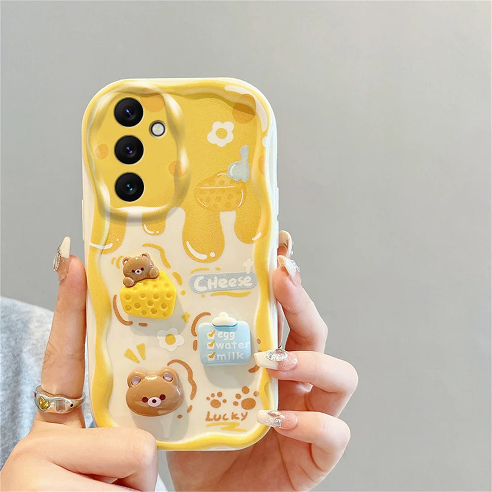 Kuromi Rabbit Phone Case For Samsung Galaxy A10S A71 A72 A73 F04 F12 F54 M04 M12 M22 M32 M54 5G Flowers Wrist Strap Curly Cover