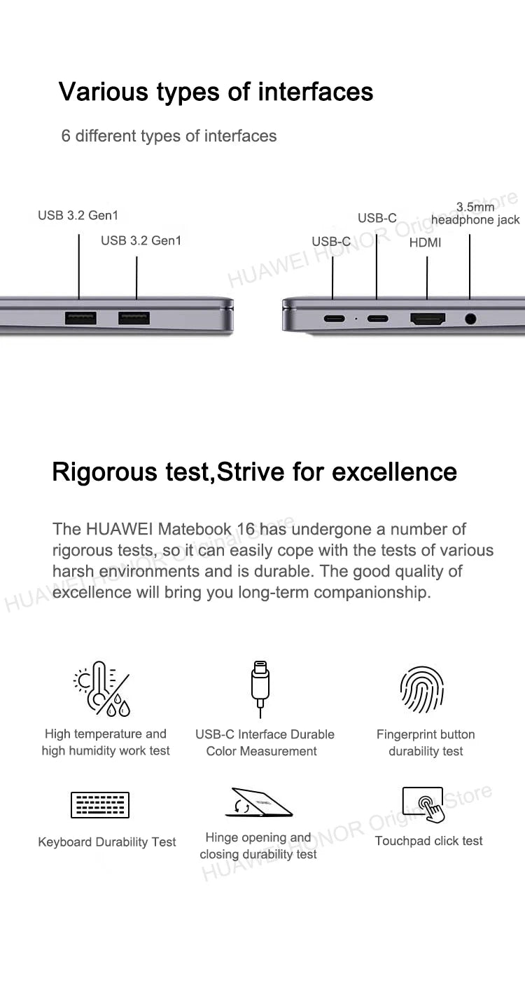 HUAWEI MateBook 16 Laptop AMD Ryzen R5-5600H/R7-5800H 16GB 512GB Notebook Radeon Graphics 16-inch 2.5K Eye Protection Computer