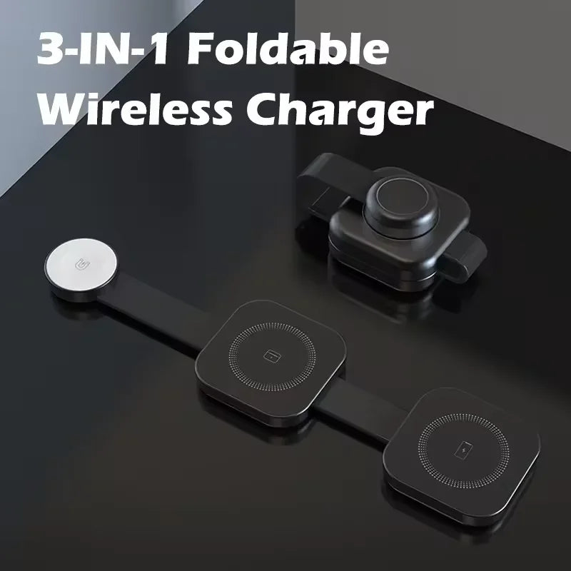 3-in-1 Travel Wireless Charger Foldable Magnetic for IPhone 15 14 13 12 Pro Max,for Apple Watch and AirPods Fast Shipping