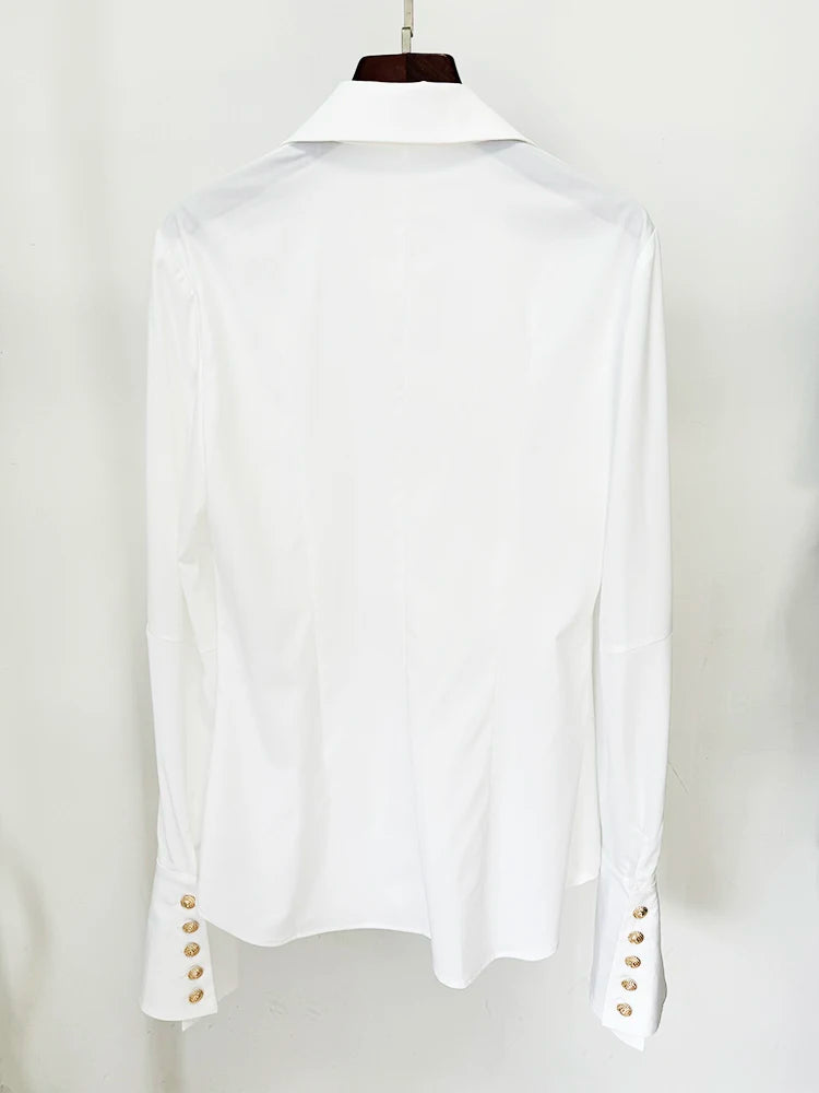HIGH STREET New Fashion 2024 Designer Women's Long Sleeve Flare Sleeve White Shirt