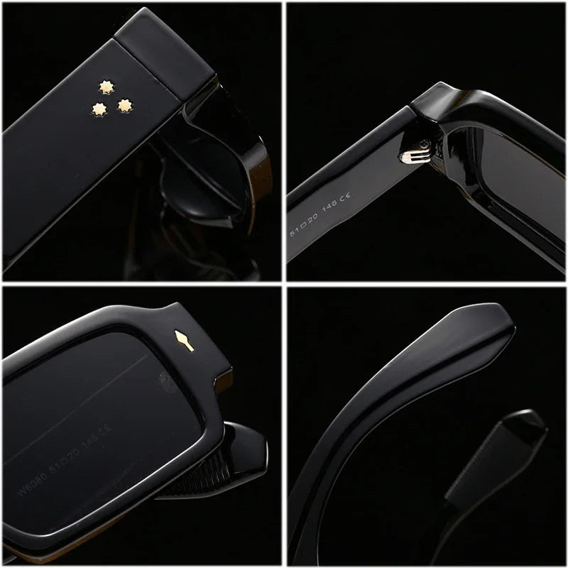 Dawndesslo Popular Fashion Square Women Rivets Sunglasses Vintage Punk Men Trending Shades UV400 Blue Green Sun Glasses